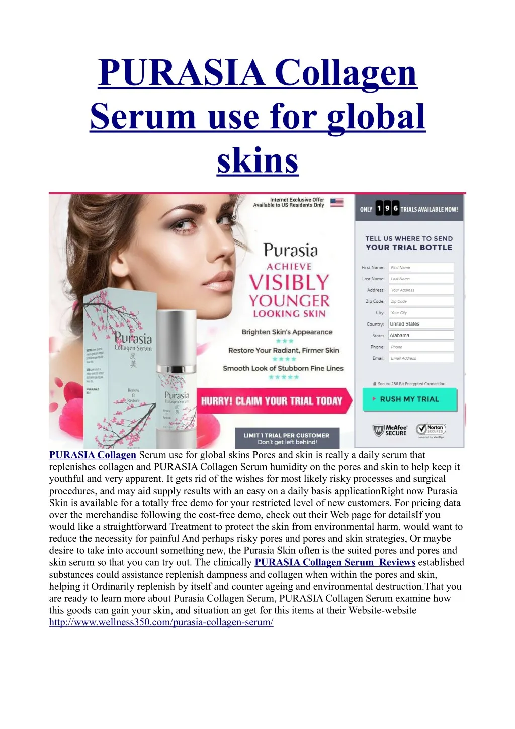 purasia collagen serum use for global skins