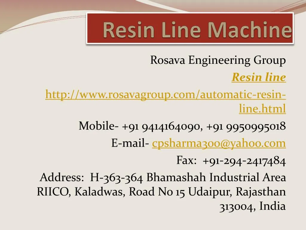 resin line machine