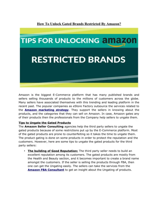 How To Unlock Gated Brands Restricted By Amazon?