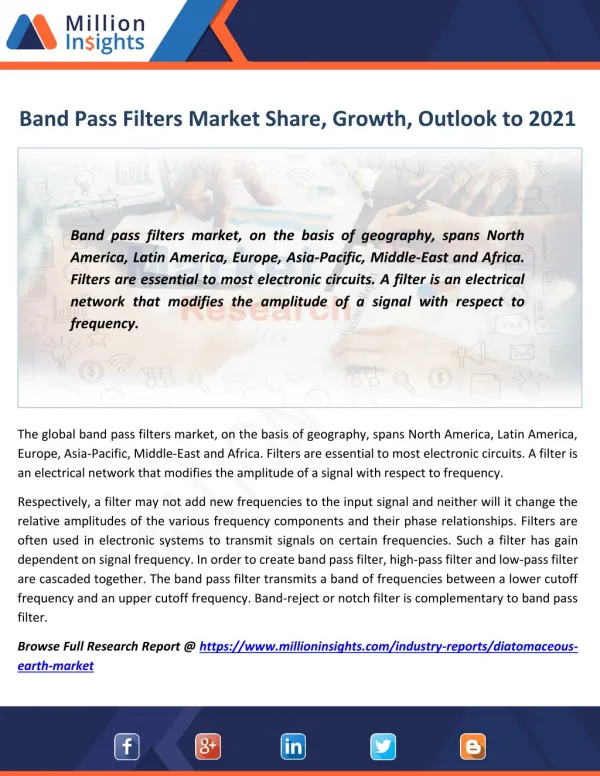 Band Pass Filters Market Share, Growth, Outlook to 2021