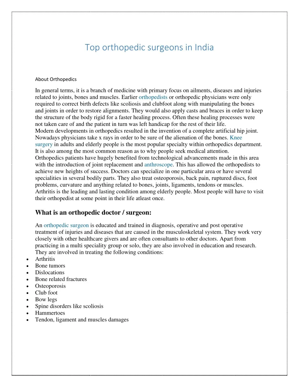 top orthopedic surgeons in india