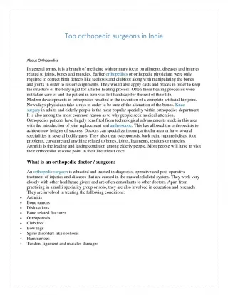 Top orthopedic surgeons in India