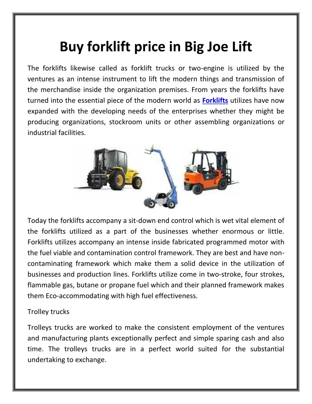 buy forklift price in big joe lift