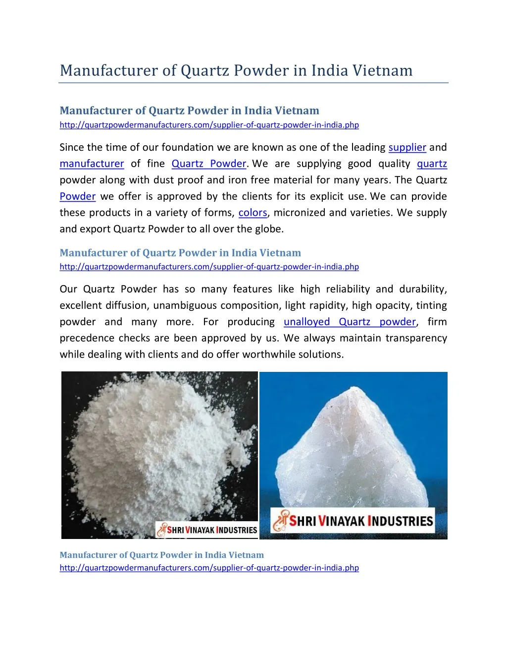 manufacturer of quartz powder in india vietnam