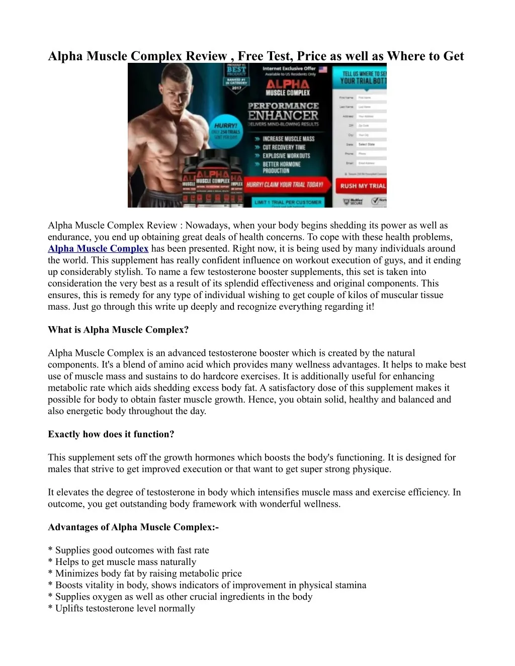 alpha muscle complex review free test price