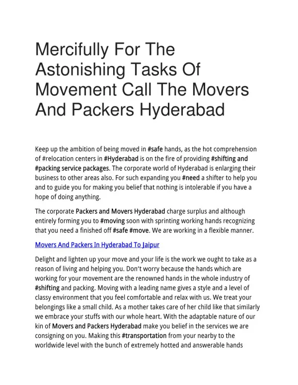 Mercifully For The Astonishing Tasks Of Movement Call The Movers And Packers Hyderabad