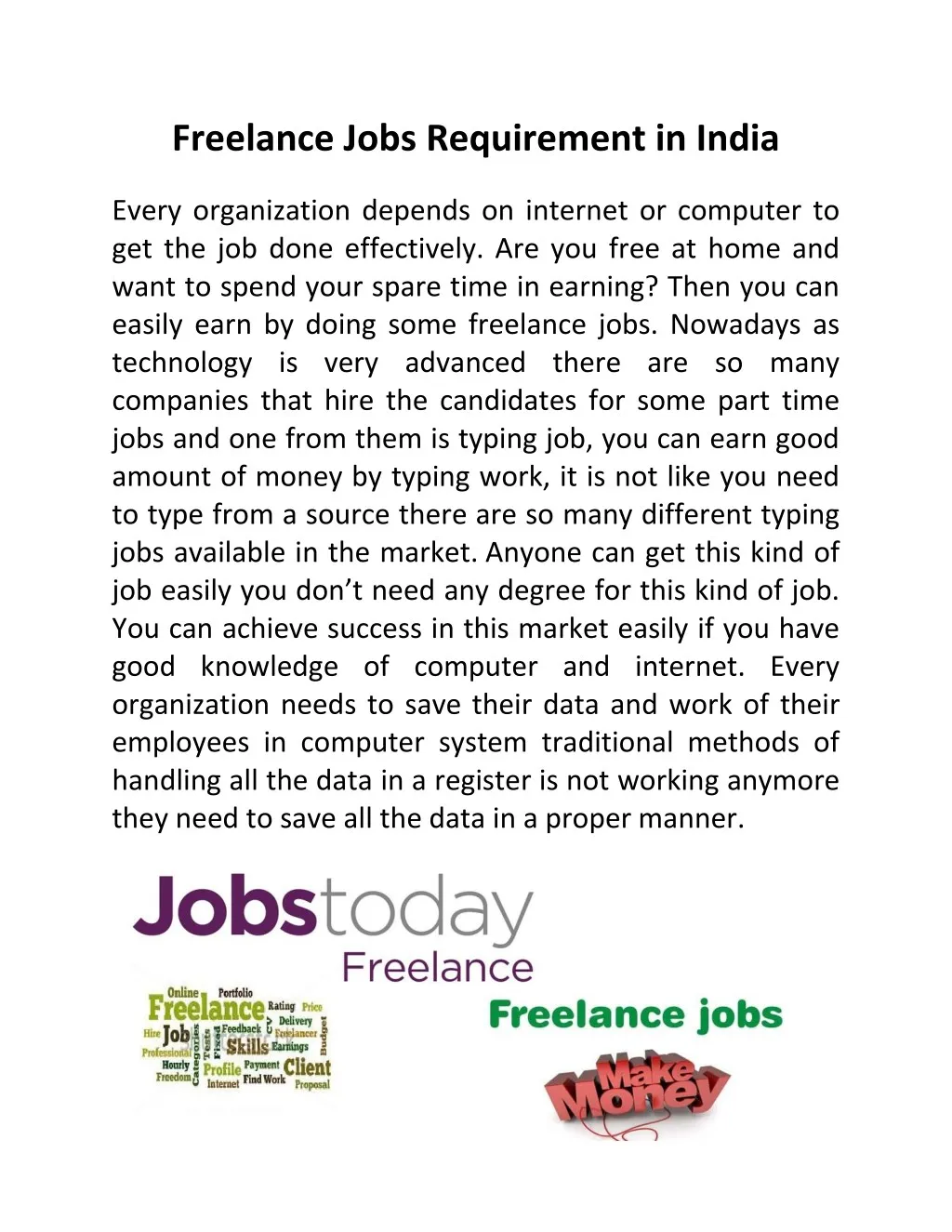 freelance jobs requirement in india