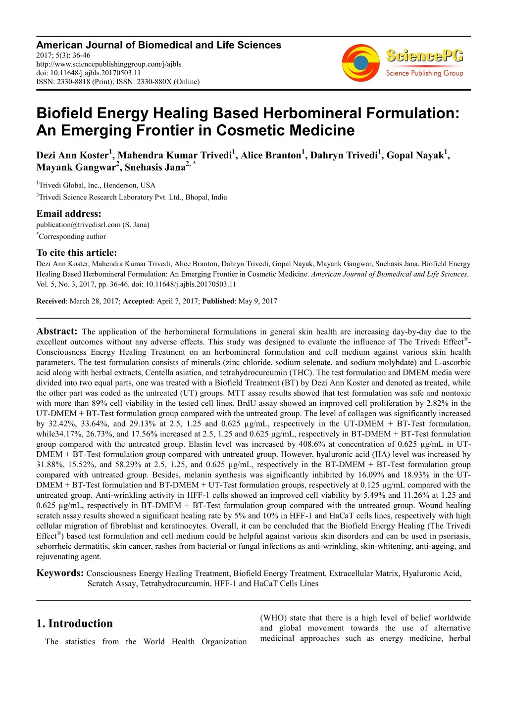 american journal of biomedical and life sciences