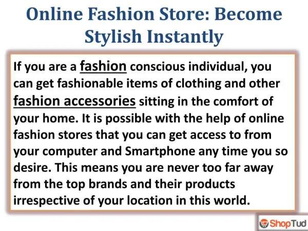 Online Fashion Store: Become Stylish Instantly