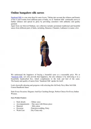 Online bangalore silk sarees - slide 1