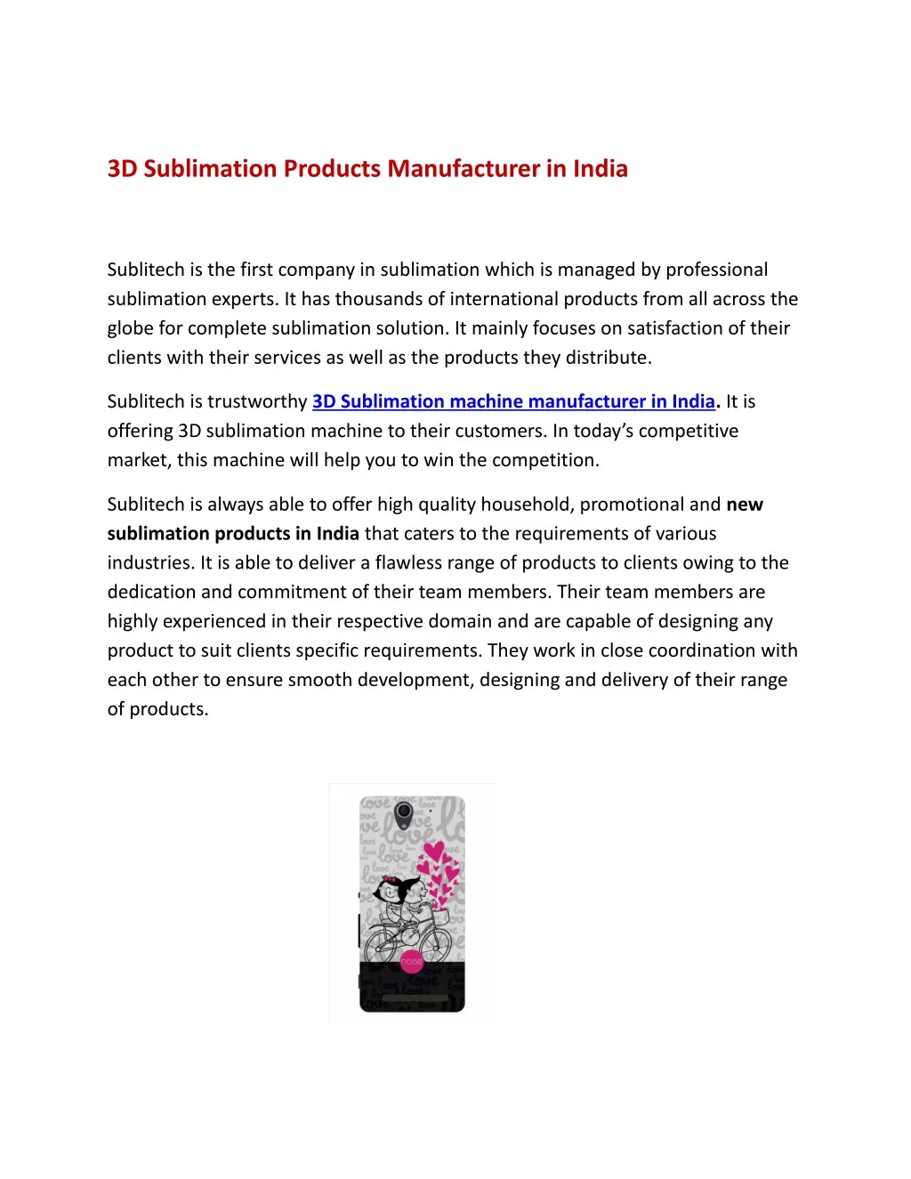 3d sublimation products manufacturer in india