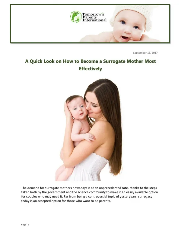 A Quick Look on How to Become a Surrogate Mother Most Effectively