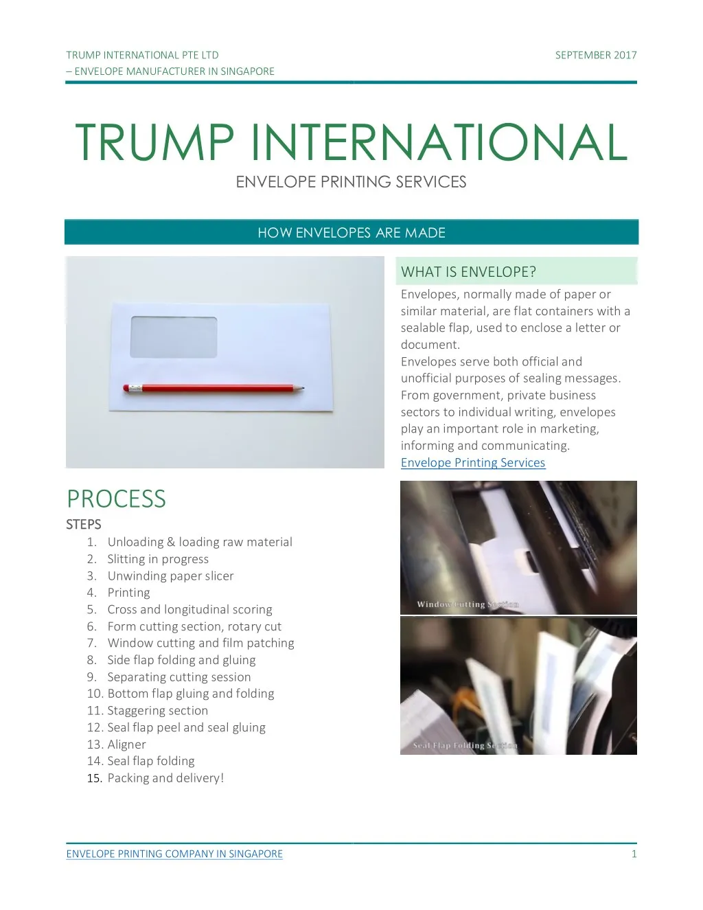 trump international pte ltd envelope manufacturer