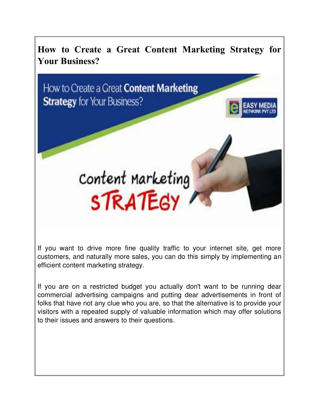 how to create a great content marketing strategy
