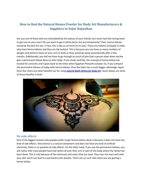 How to find the Natural Henna Powder for Body Art Manufacturers & Suppliers in Sojat, Rajasthan