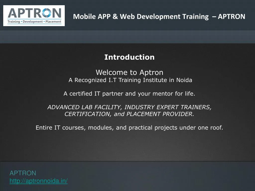 mobile app web development training aptron