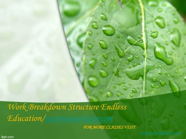 Work Breakdown Structure Endless Education/tutorialoutletdotcom