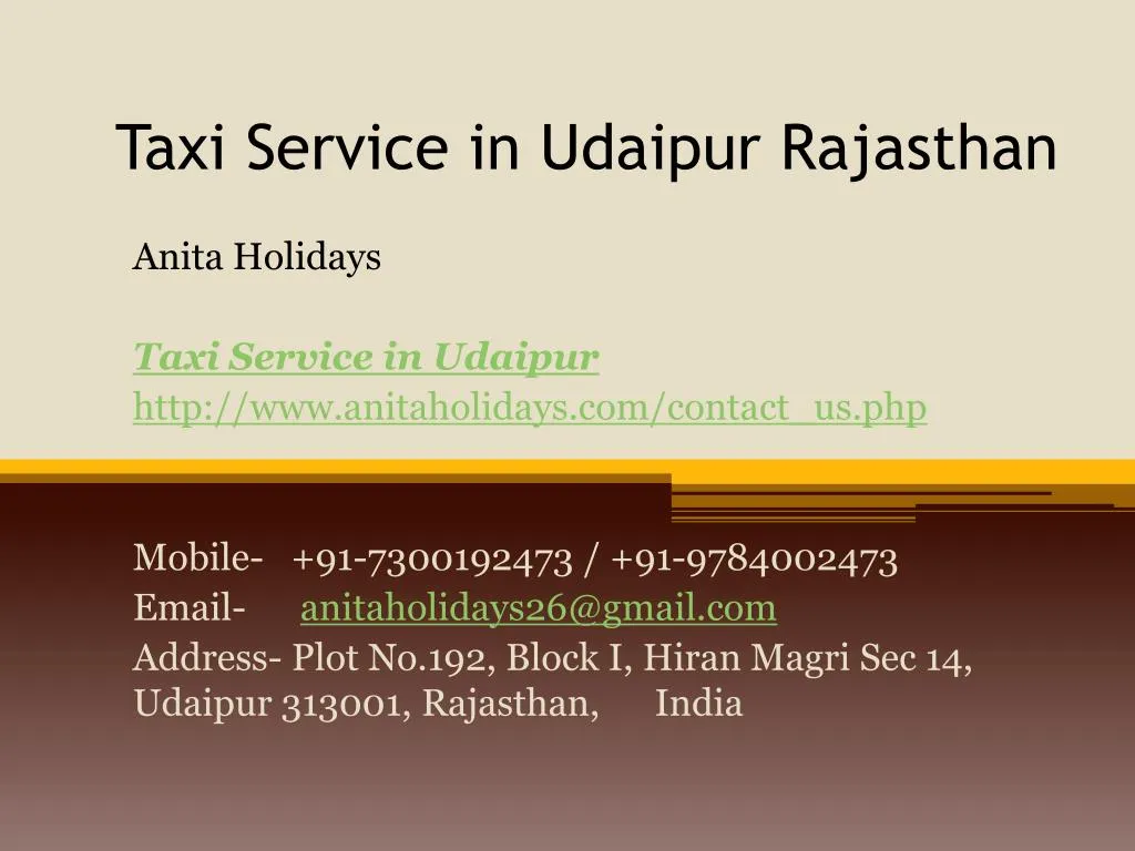 taxi service in udaipur rajasthan