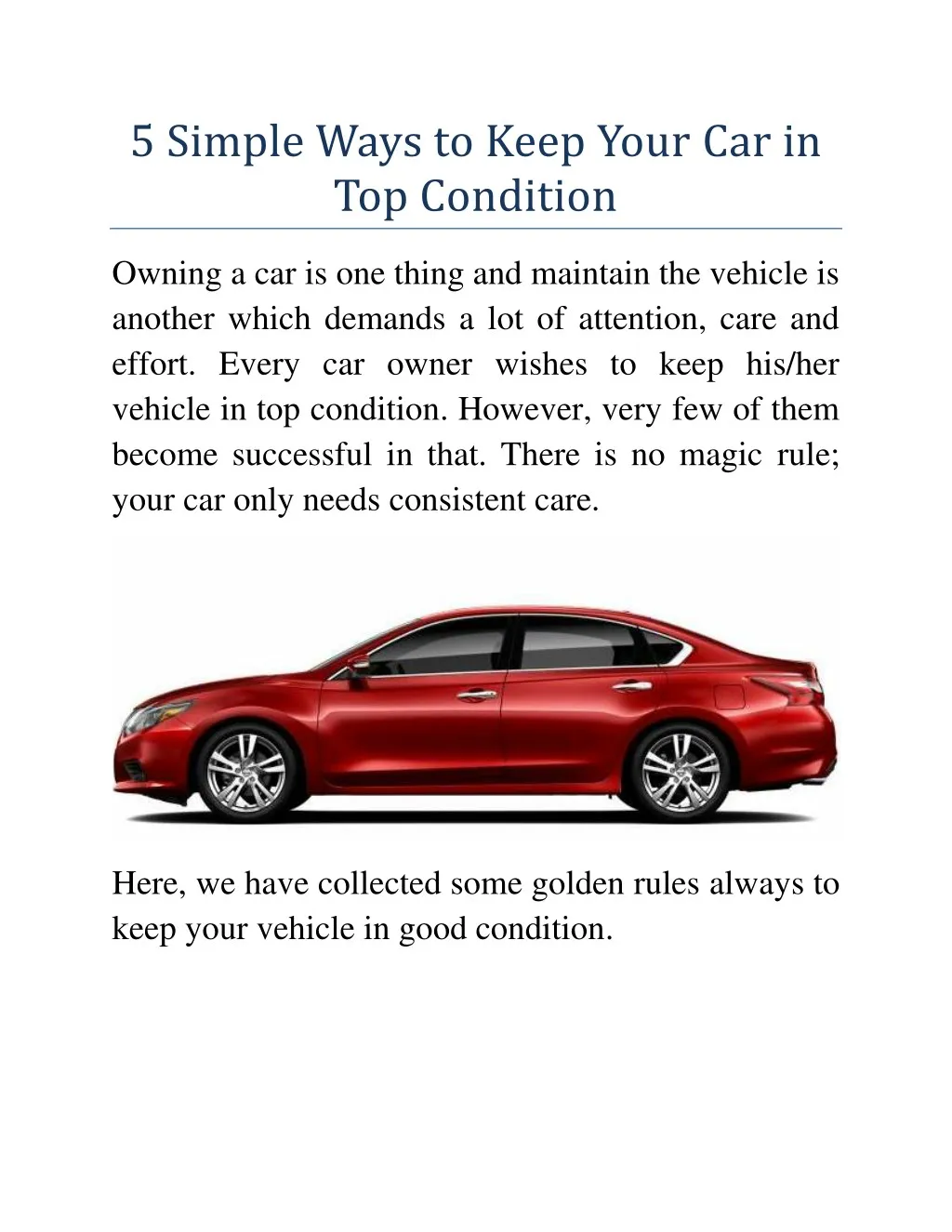 5 simple ways to keep your car in top condition