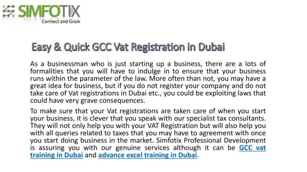 Easy & Quick GCC Vat Registration in Dubai