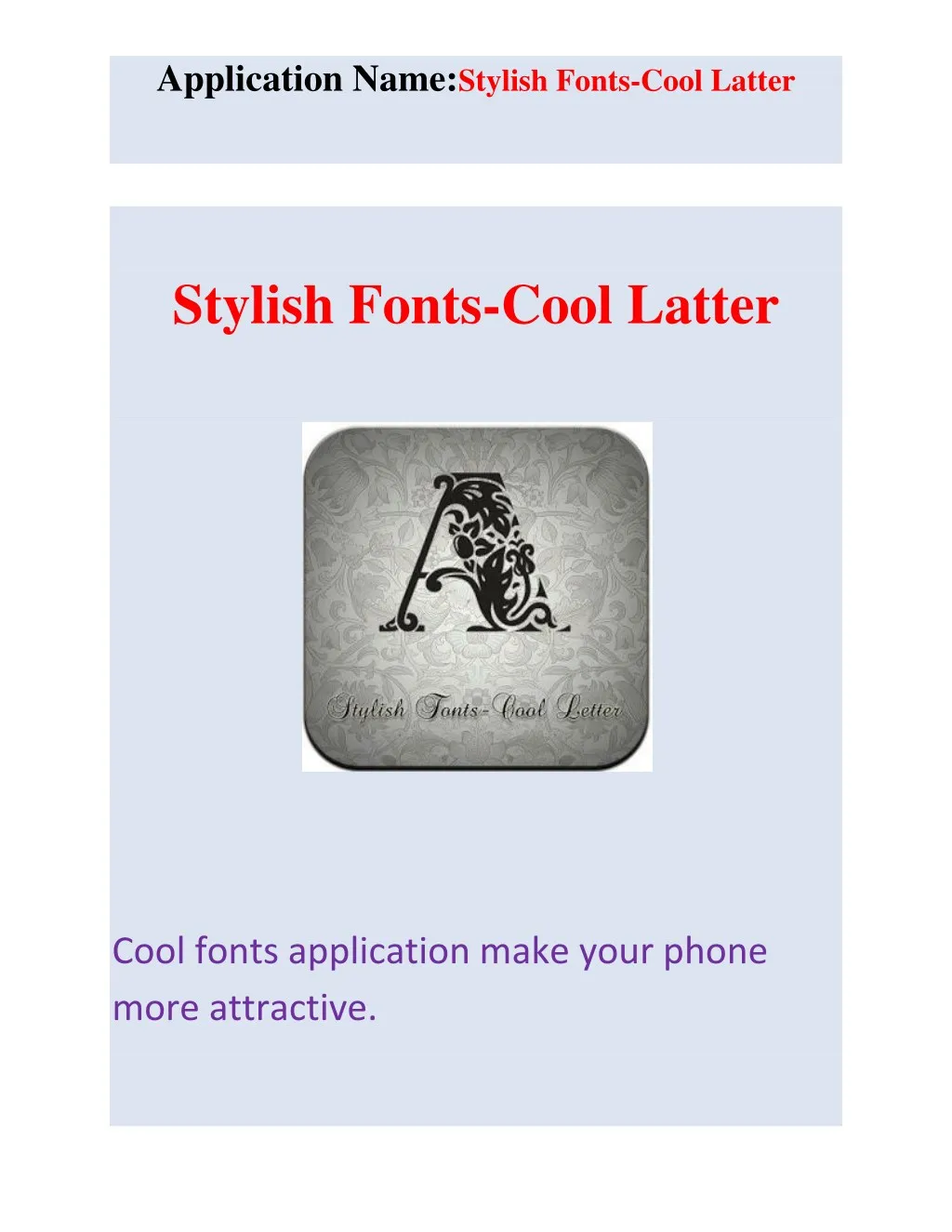 application name stylish fonts cool latter