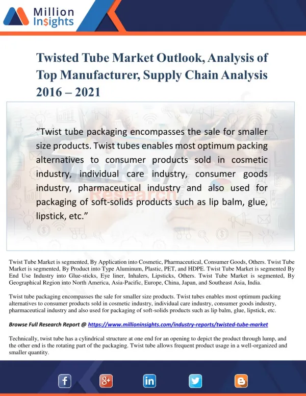 Twisted Tube Market Outlook, Analysis of Top Manufacturer, Forecast Reports