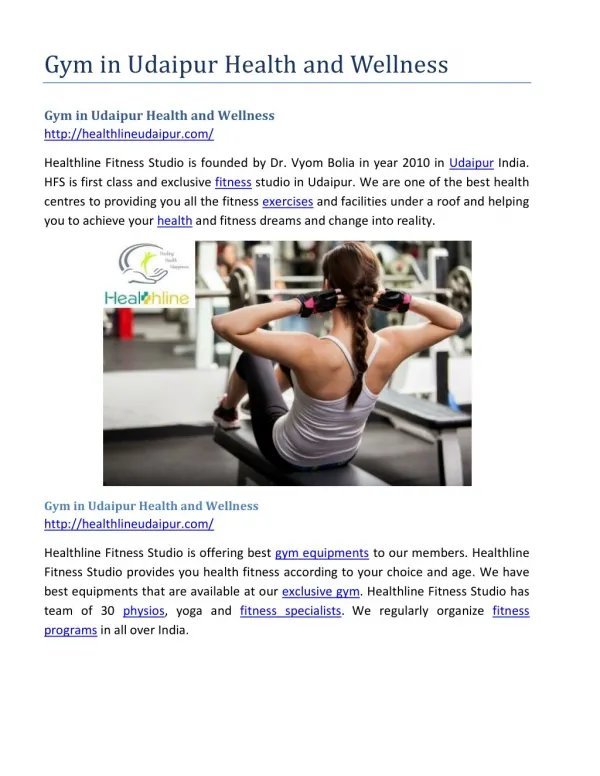gym in udaipur health and wellness