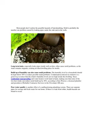 Bad Plumbing & The Effects of Leaking Pipes - slide 1