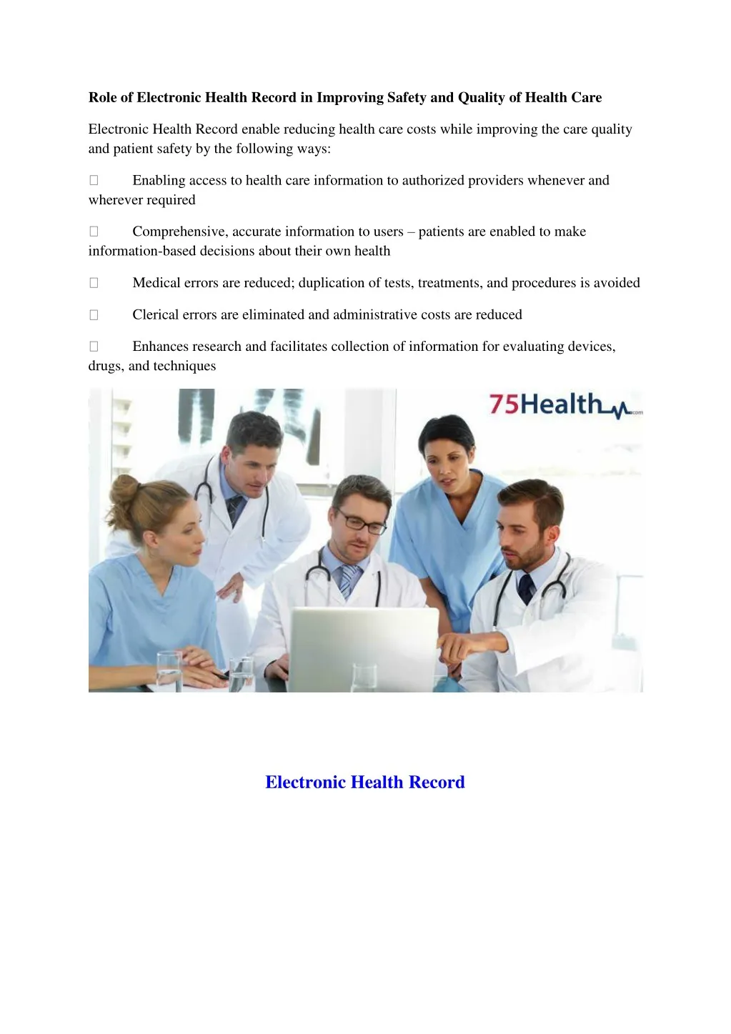 role of electronic health record in improving