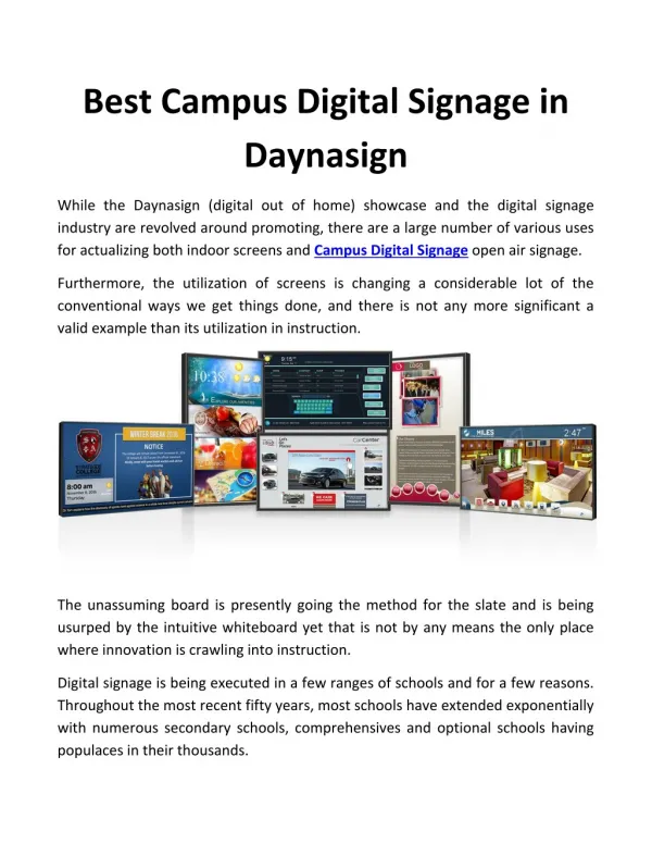 Best Campus Digital Signage in Daynasign
