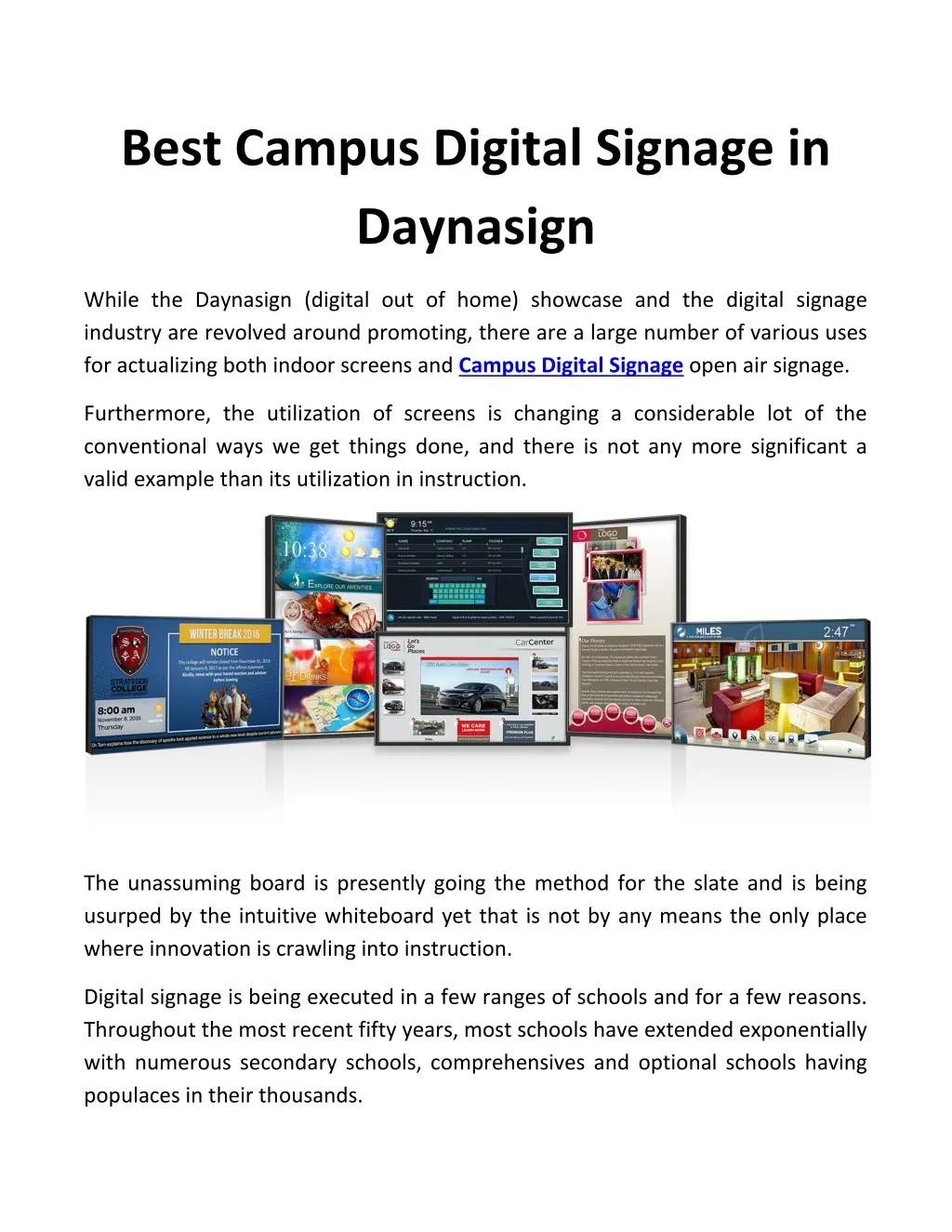 best campus digital signage in daynasign