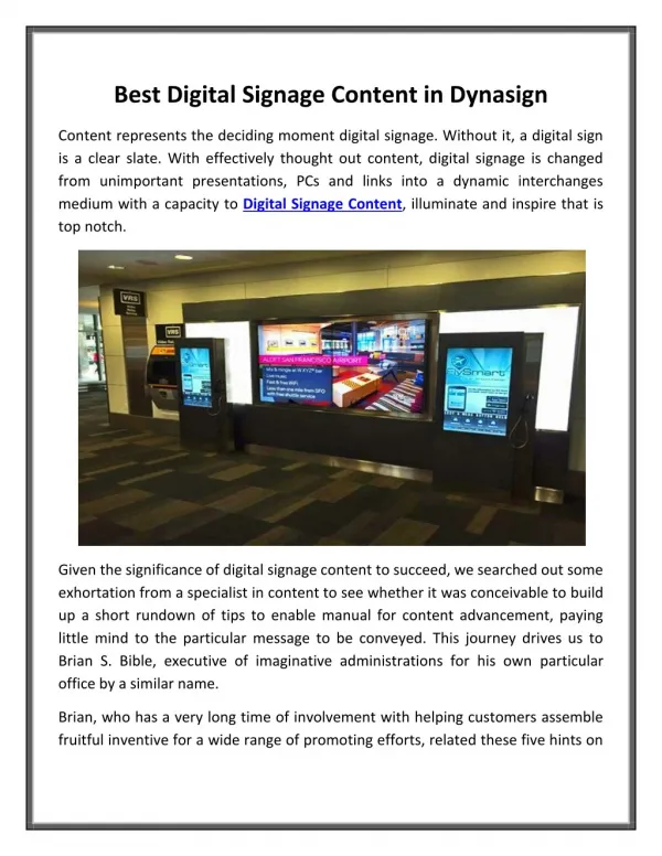 Best Digital Signage Content in Dynasign