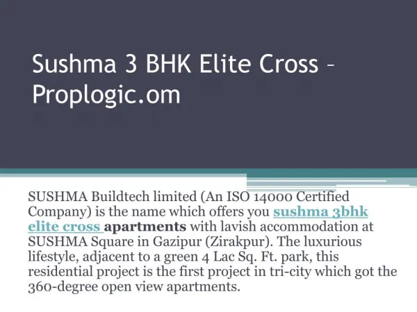 Sushma 3 BHK Elite Cross – Proplogic.com