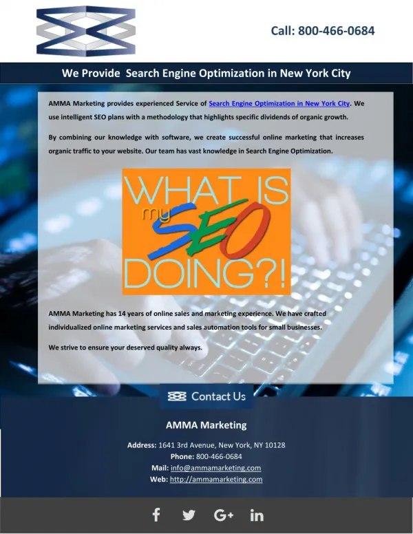 We Provide Search Engine Optimization in New York City