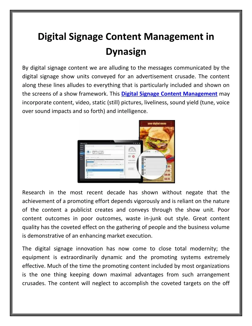 digital signage content management in dynasign