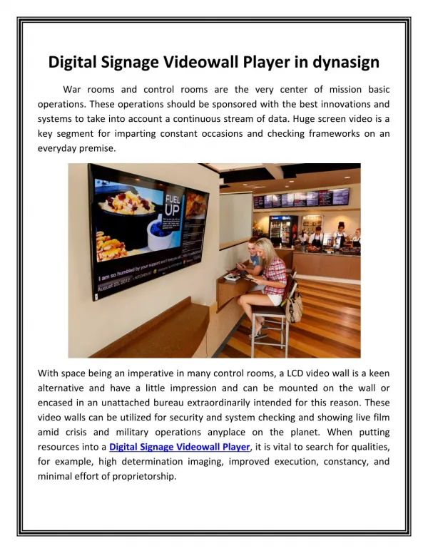 Digital Signage Videowall Player in dynasign