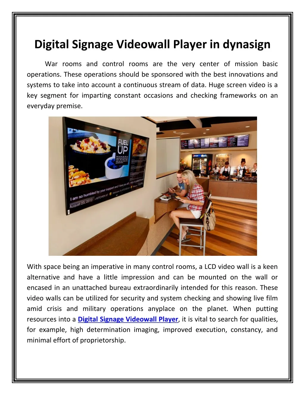 digital signage videowall player in dynasign