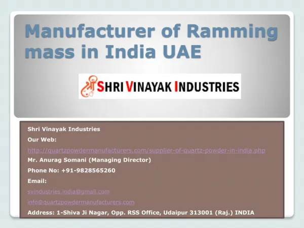 Manufacturer of Ramming mass in India UAE