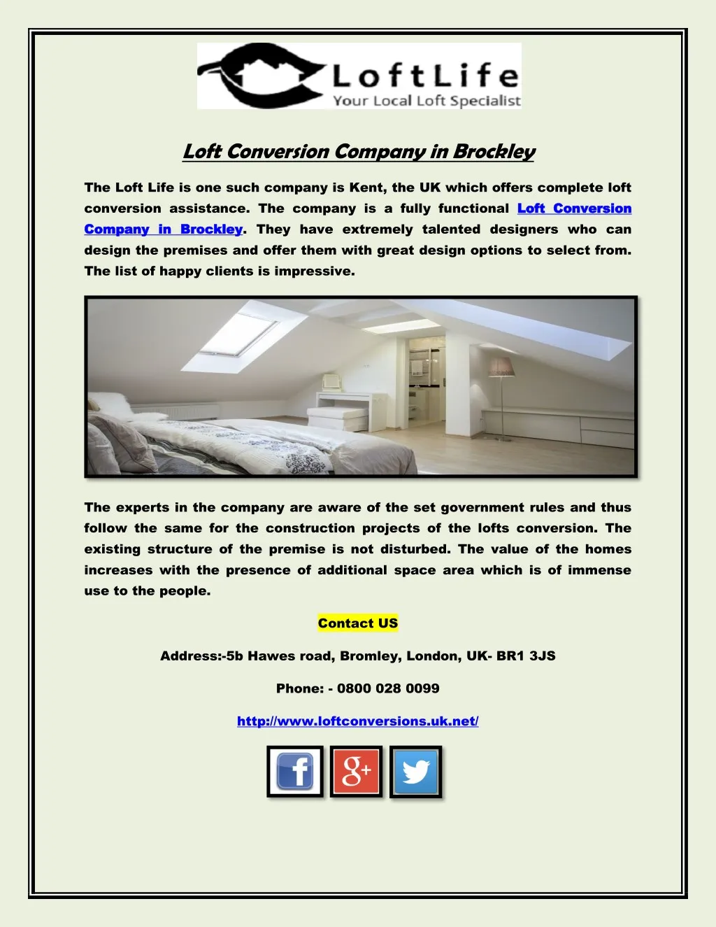 loft conversion company in brockley