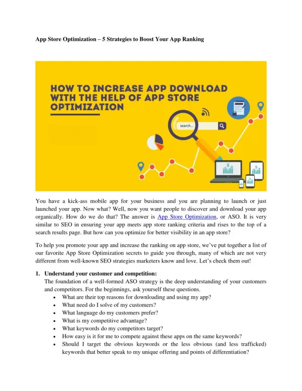 App Store Optimization – 5 Strategies to Boost Your App Ranking‎