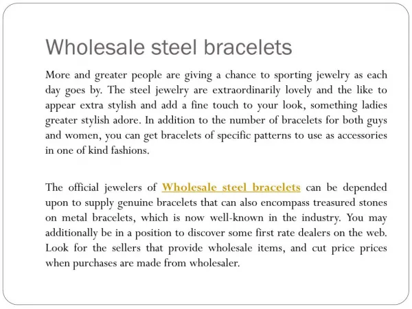 Wholesale steel bracelets