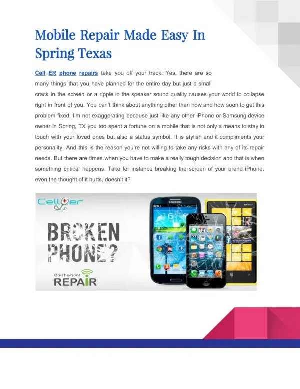 Mobile Repair Made Easy at Cell Phone Repair Spring TX