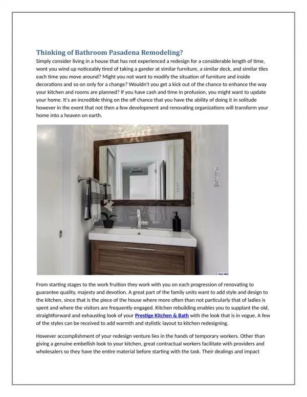 Thinking of Bathroom Pasadena Remodeling?