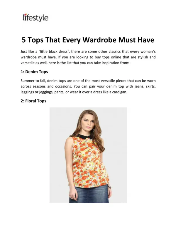 5 Tops That Every Wardrobe Must Have