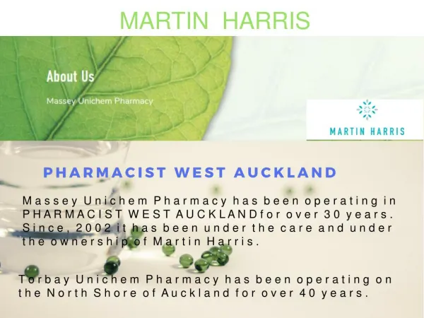 Pharmacist West Auckland - Martin Harris