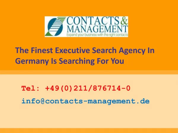 The Finest Executive Search Agency In Germany Is Searching For You