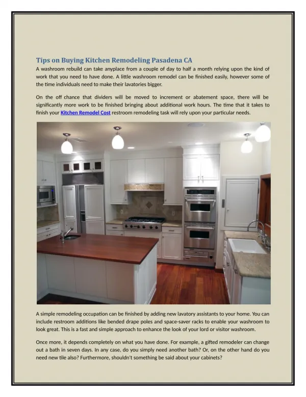 Tips on Buying Kitchen Remodeling Pasadena CA