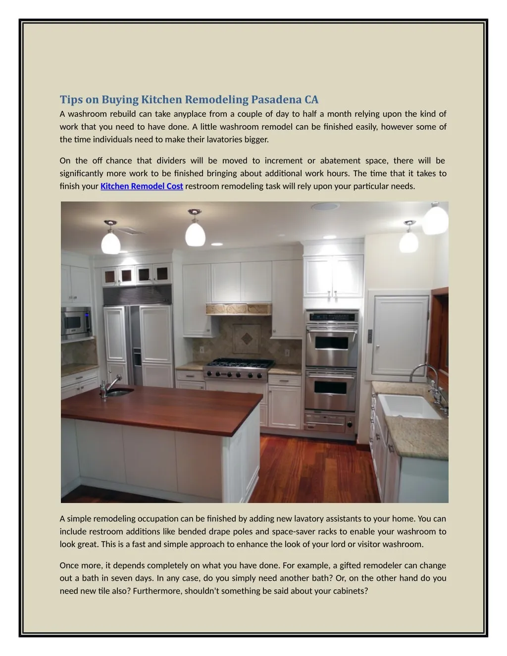 tips on buying kitchen remodeling pasadena