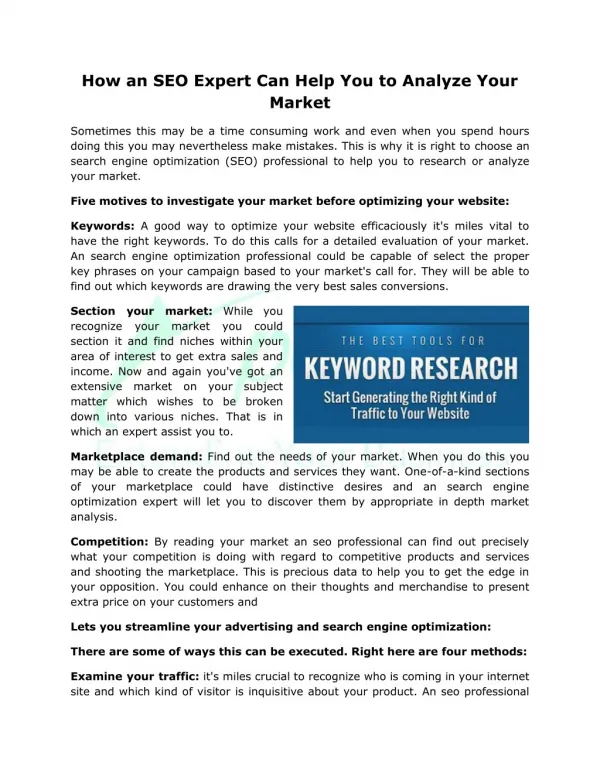 How an SEO Expert Can Help You to Analyze Your Market?