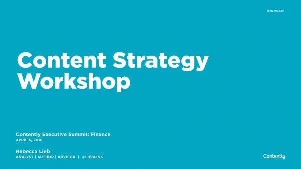 Content Strategy Workshop for Contently Finance Summit